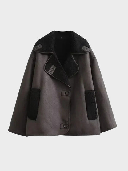 Danira | Skinnjacka med fuskpälskrage