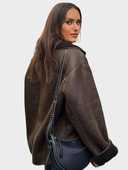 Danira | Skinnjacka med fuskpälskrage