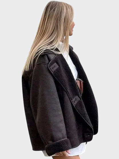 Danira | Skinnjacka med fuskpälskrage