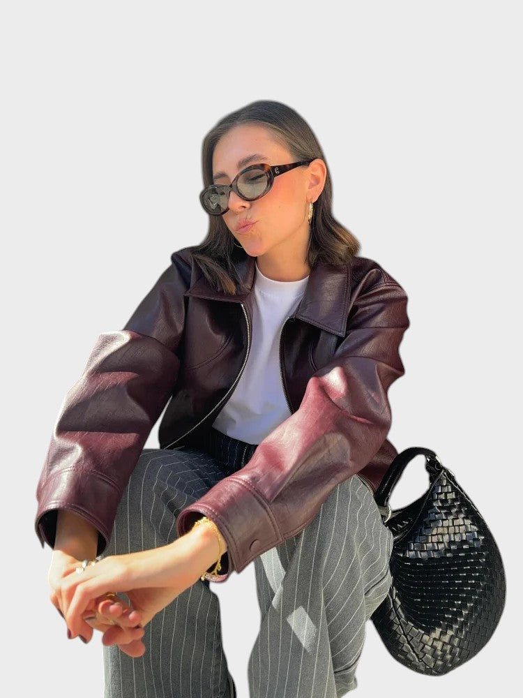 Aneya | Kort skinnjacka