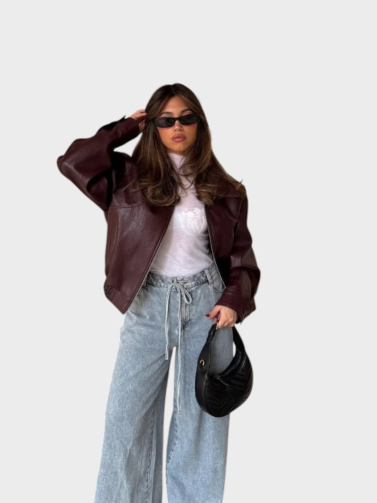 Aneya | Kort skinnjacka