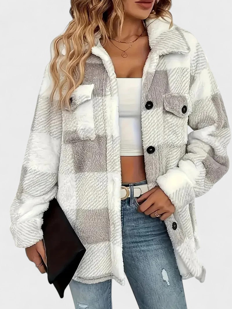 Arve | Rutig fleecejacka