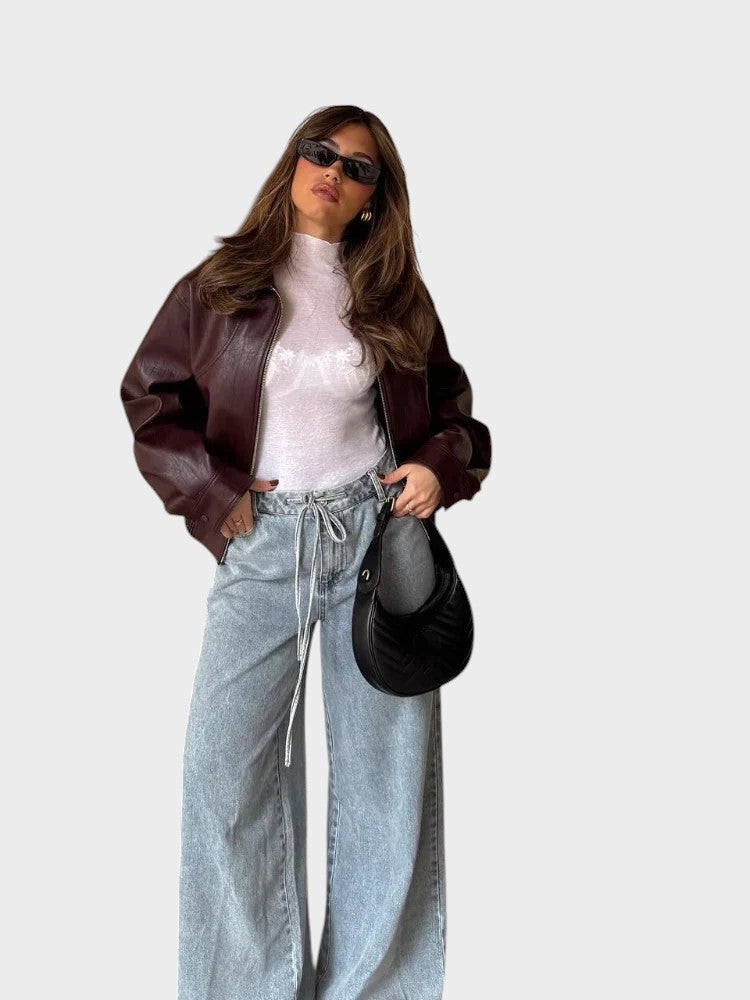 Aneya | Kort skinnjacka