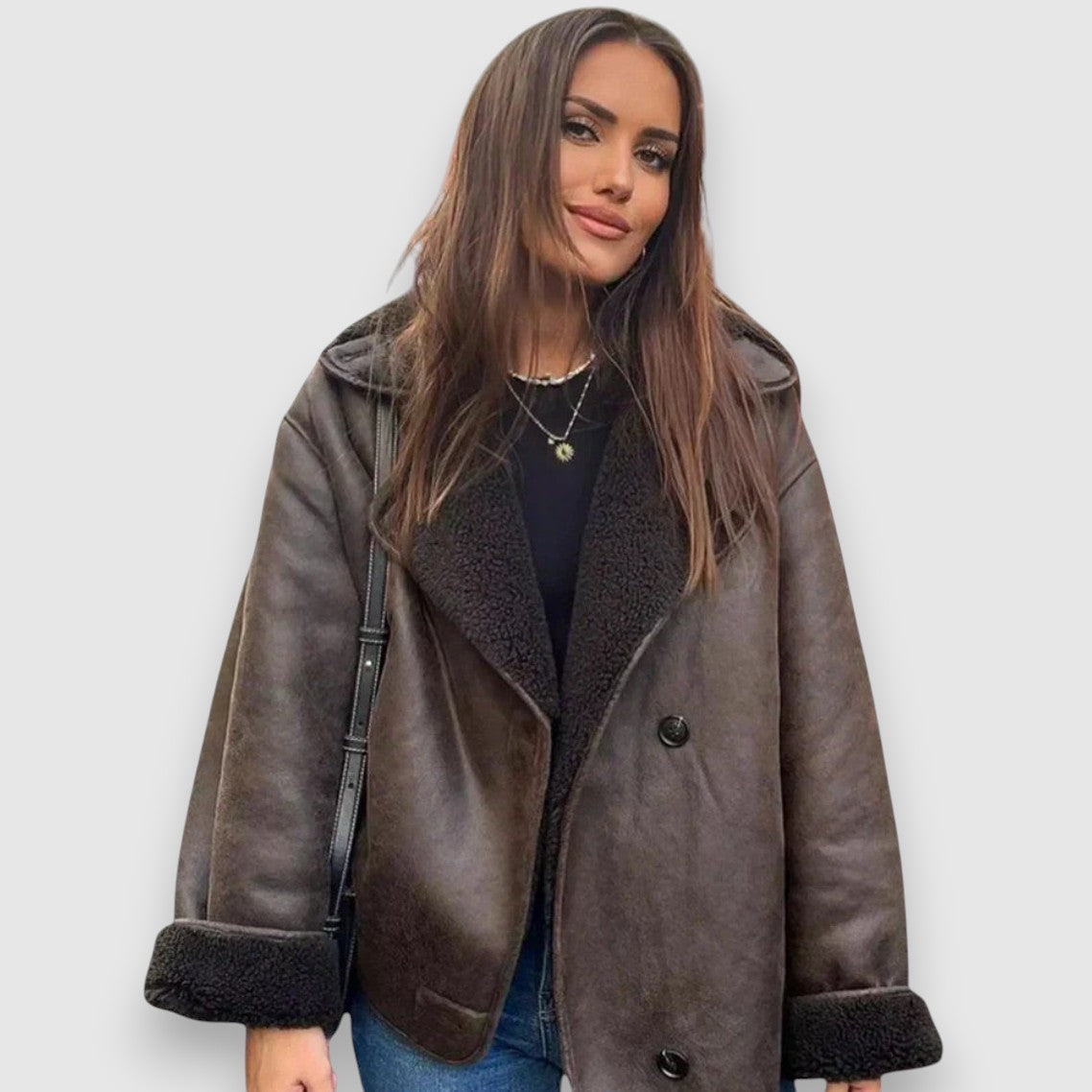 Danira | Skinnjacka med fuskpälskrage