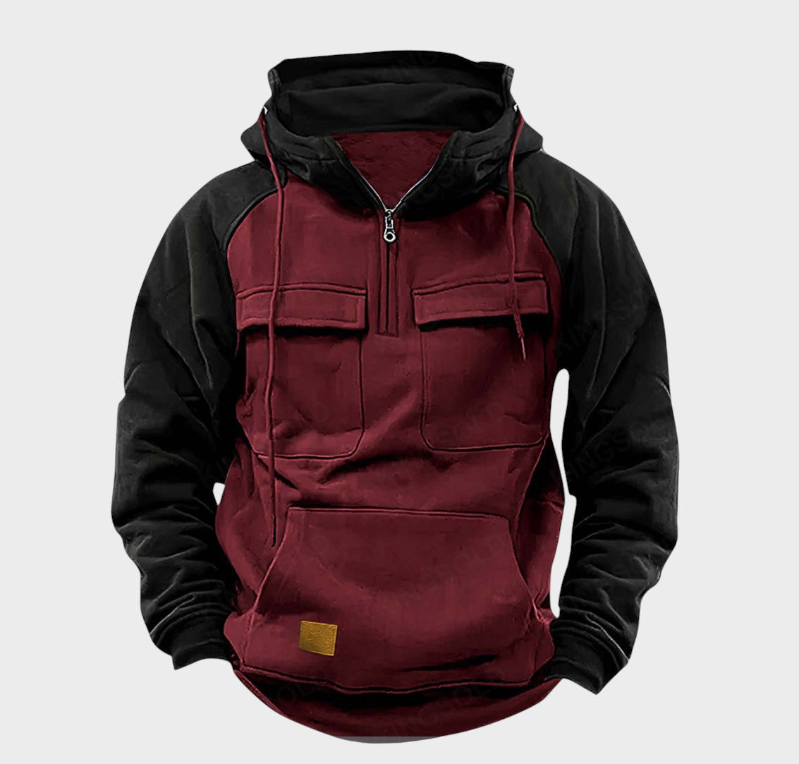 Vilnaro | Huvtröja med halvlång dragkedja för herr