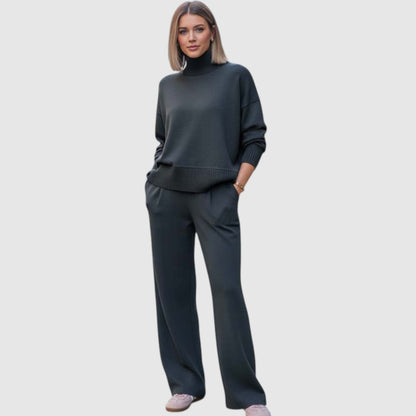 Sigrid | Stickat loungewear-set med polokrage